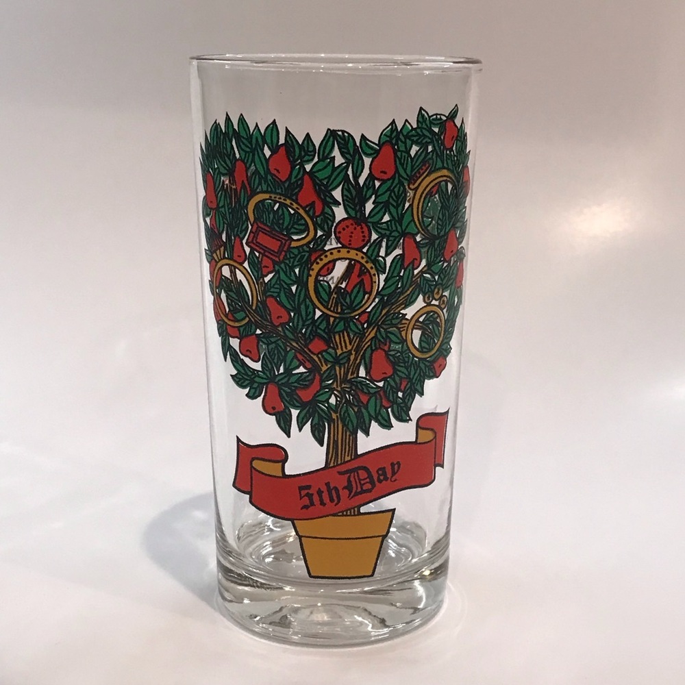 Restocked- Vintage 1980s Anchor Hocking 12 Days of Christmas glass tumbler.